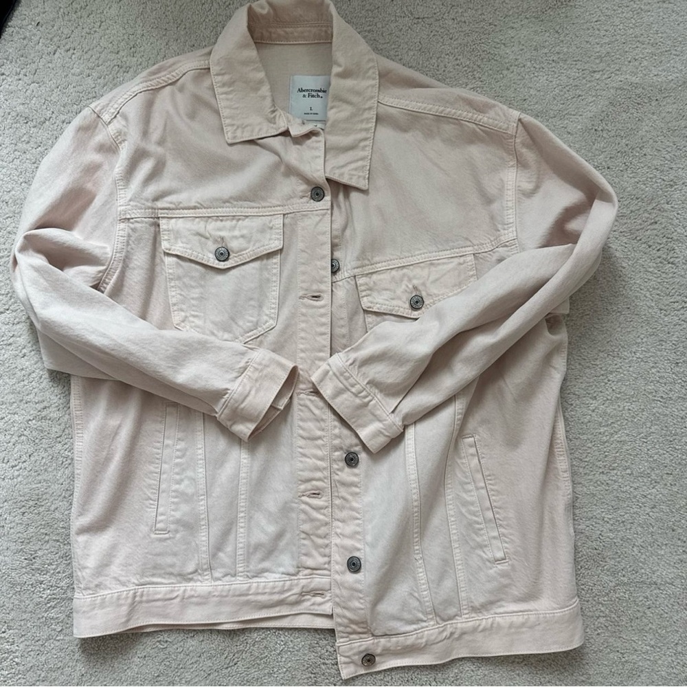 Abercrombie Oversized Denim Jacket (Light Pink)